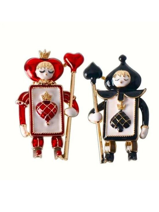 Alice in Wonderland Brooch Jewelry - Alice in Wonderland Enamel Brooch Soldier Queen Hearts Spade Cards Poker Villian